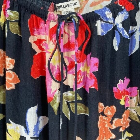 Billabong Light It Up Black On Or Off The Shoulder Floral Cropped Top Size S - Picture 6 of 10